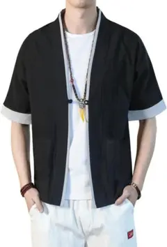 [L.] 夏服 メンズ カーディガン 【麻のようなさらっとした肌触り】 夏 薄手