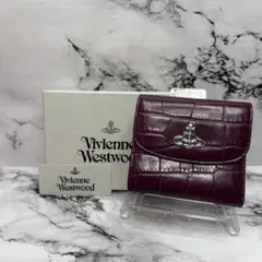 (新品未使用品)大人気、ヴィヴィアン、折財布、型押しクロコ、人気色、紫、現行、銀