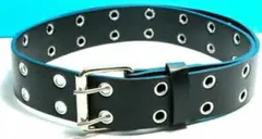 ダブルピンベルト　y2k スケーターベルト 黒×シルバー　送料無料