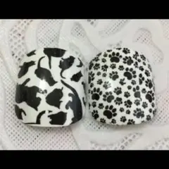 ペディチップ フットチップ ペディキュアチップ ネイルチップ つけ爪 猫 足跡柄