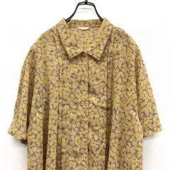ビンテージ グレー イエロー 花柄 ブラウス 古着 昭和レトロ vintage