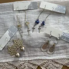 【新品】ピアス セット 天然石 花モチーフ ティアドロップ まとめ売り