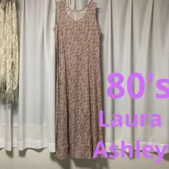 美品 ヴィンテージ ローラアシュレイ リネン コットン ノースリーブ ワンピース