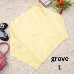 ✨極美品✨♥grove♥ニット（L）淡い黄色/ドルマンスリーブ/洗濯可能