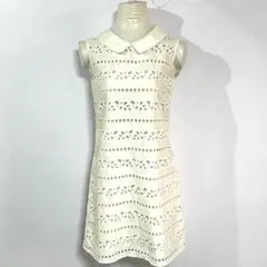 ef-de エフデ レース ワンピース 穴あき刺繍 アイボリー系 【7号】襟付き