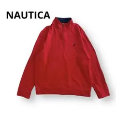 【NAUTICA】ノーティカ ハーフジップスウェット 海外古着 レッド 刺繍ロゴのサムネイル