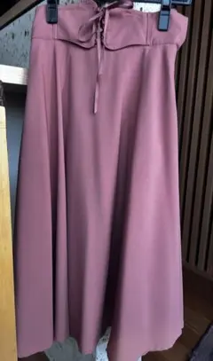 ピンク フレアスカート コルセットベルト風 リボン付き