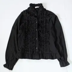 ゆ*き様 長袖フリルブラウス 黒 ブラック