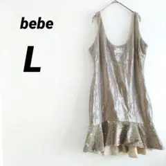 bebe スパンコールキャミワンピース【L】 ゴールド きらきら パーティ 派手