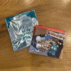 はぴだんぶい×スシロー　コラボ　サンリオ　ファスナーポーチ　全員集合