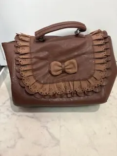 axes femme 茶色 リボン フリル バッグ 森ガール Y2K