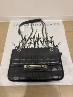 ブラック キルティング ショルダーバッグ