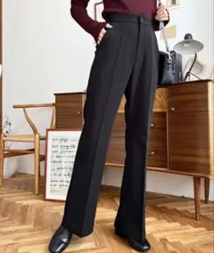 みみ様　moment + カットジョーゼットセンタープレスフレアスラックスパンツ