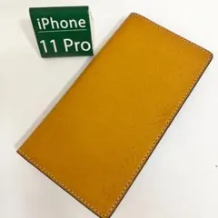 iPhone 11 Pro 手帳型ケース イエロー本革8643