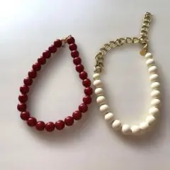 ボールネックレス RED•WHITE2点セットのサムネイル