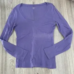 Gap パープル Vネック 長袖Tシャツ S