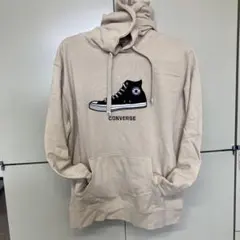 CONVERSE スニーカー刺繍パーカー ベージュ