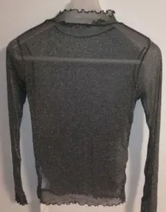 SamansaMos2blue ラメチュールハイネックプルオーバー 色チャコール