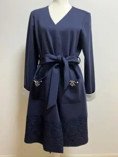 アクシーズファム　アウター　ロングカーディガン　ロングコート　ネイビー　春　美品