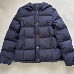 ネイビー フード付きダウンコート　160cm