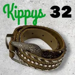 高級✨Kippys スワロフスキー スタッズ 装飾 ブラウンレザーベルト ピンク 2026年最新】KIPPYS ベルトの人気アイテム - メルカリ