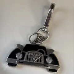 プラダ PRADA キーホルダー キーリング スカル シルバー×ブラック 激