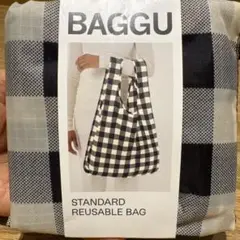 BAGGU スタンダードリユーザブルバッグ ブラック・ホワイトチェック