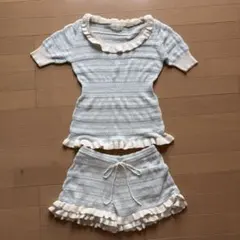 ラメニット　トップス　ショートパンツ　セットアップのサムネイル