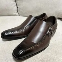 AAA+ メンズ ビジネスシューズ 25cm 3E ダークブラウンのサムネイル