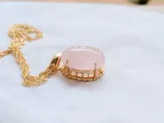 ローズクオーツ　大冠ネックレス