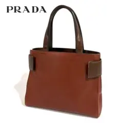 PRADA プラダ レザー ハンドバッグ オレンジ ブラウン イタリア製 希少品