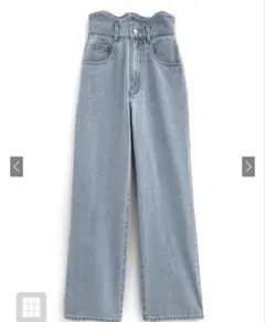 ウエストウェーブデザインデニムパンツ gn290 ライトブルー タグ付き未使用