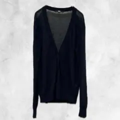 UNIQLO ユニクロ　カーディガン　黒　L 透け感　長袖　羽織り　軽量　春