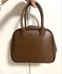 【値下げ/美品】ブラウン ハンドバッグ 合成皮革　大人　きれいめ　自立型　通勤