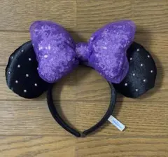 ディズニー カチューシャ 黒紫 スパンコール