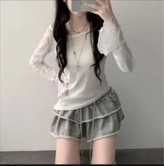 SONA【SET カップ付き】アンバランスシースルー Tシャツ キャミソール