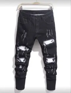 ダメージ加工スキニーデニムパンツ ブラック AMIRI mnml 29