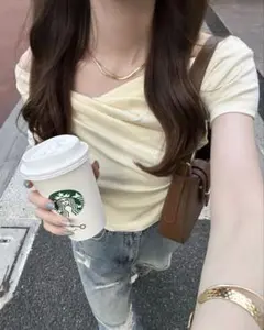 GRL ドレープカシュクールトップス[dk1413]