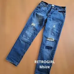 【美品】RETROGIRL ダメージ加工 パッチワーク スキニーデニムのサムネイル