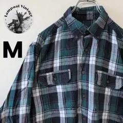 US古着 フランネルシャツ Faded Glory グリーン M