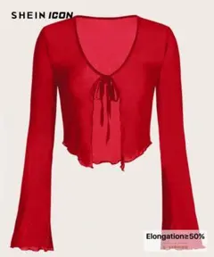 SHEIN リボン付きレッドカーディガン