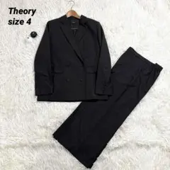 【美品】Theory ストレッチパンツ/ジャケット セットアップ 黒 特価】2wayストレッチ ノーカラージャケット 紺 セットアップ着用可
