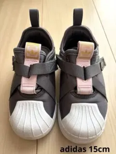 adidas アディダス スニーカー ピンク グレー キッズ 女の子 15cm