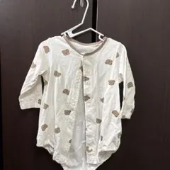 クマ柄 長袖ロンパース 70cm