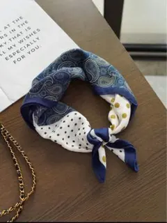 スカーフ[新]紺色　綿麻