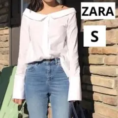 美品 ZARA ザラ S ホワイト オフショルダー シャツ ブラウスのサムネイル