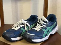 【匿名配送】シューズasics ネイビー/グリーン スニーカー