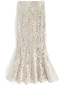 GRL 花柄レースマーメイドスカート[nh54] アイボリー