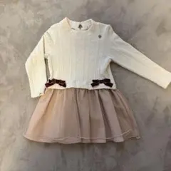 petit main ニットワンピース アイボリー/ピンク