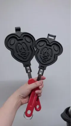 【ディズニー】ミッキーマウス ワッフルメーカー 直火式 ホットケーキパン 赤のサムネイル